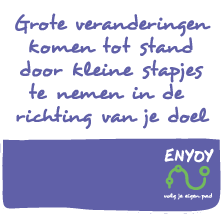 ENYOY: Grote veranderingen komen tot stand door kleine stapjes te nemen in the richting van je doel 